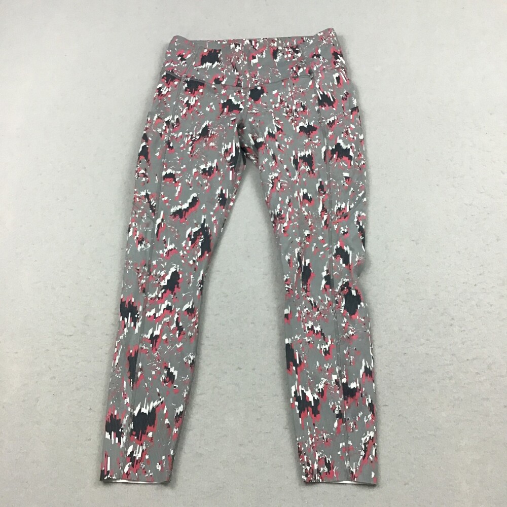 Lululemon Pants Women 8 Gray Geometric Fast & Free High Rise Leggings Running